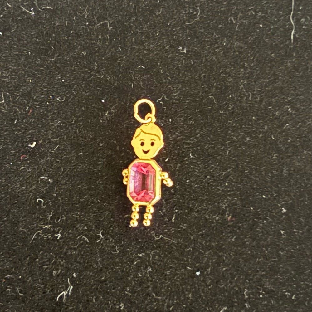 10K Gold October Birthstone Baby Boy Pendant (1980s-90s Vintage Style)